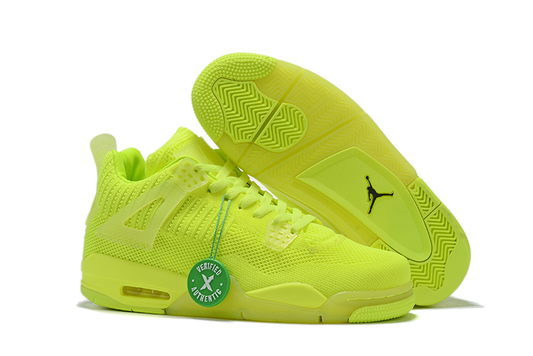 Air Jordan 4 Retro Flyknit All Fluorscent Green Shoes - Click Image to Close